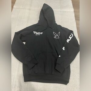 [S]VTG Playboy Repeat Masthead Black Hoodie WMN Polyester EUC
